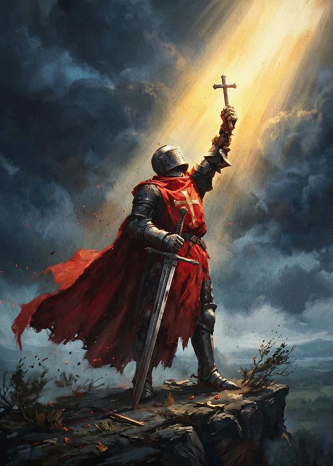 Crusader Knight Holy Cross Art