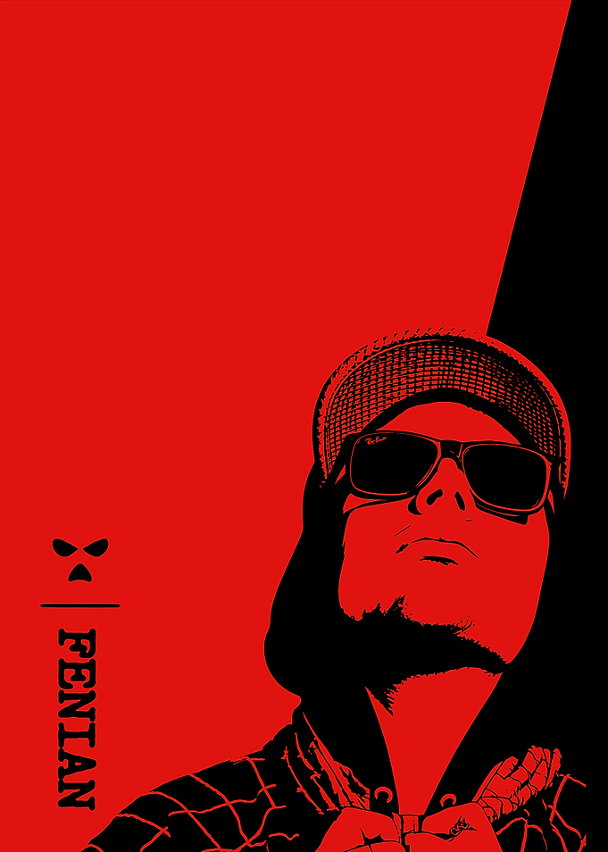 Fenian Red and Black Graphic Portrait