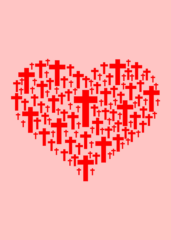 Heart Shape Made of Red Crosses