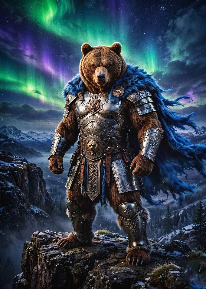 Warrior Bear Fantasy Art Poster