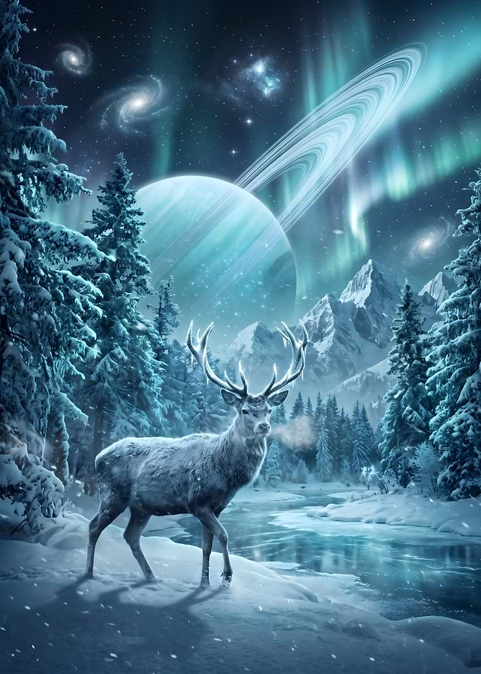 Stag in a Cosmic Winter Landscape