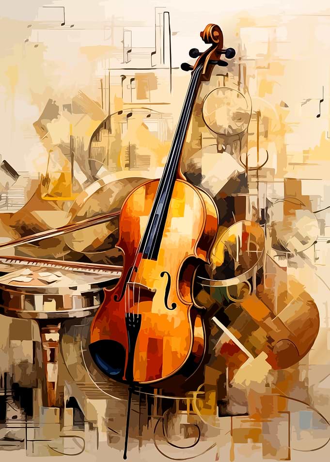 Abstract Cello and Musical Elements