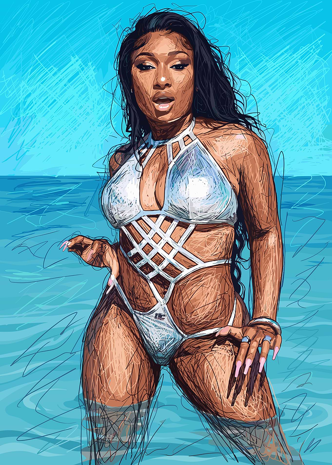 Megan Thee Stallion Scribble Art Portrait