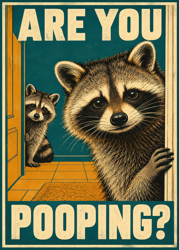 Funny Raccoon Bathroom Poster