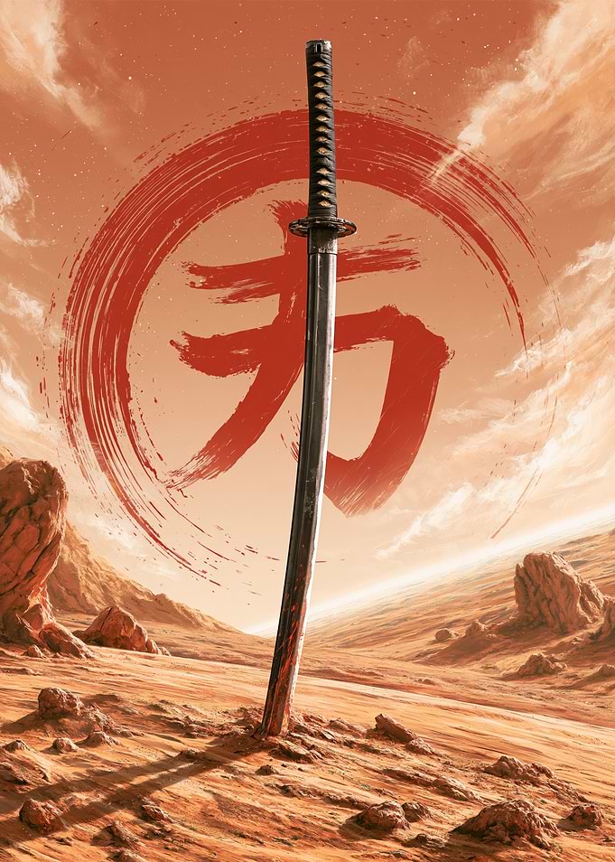 Katana Sword in Desert Landscape