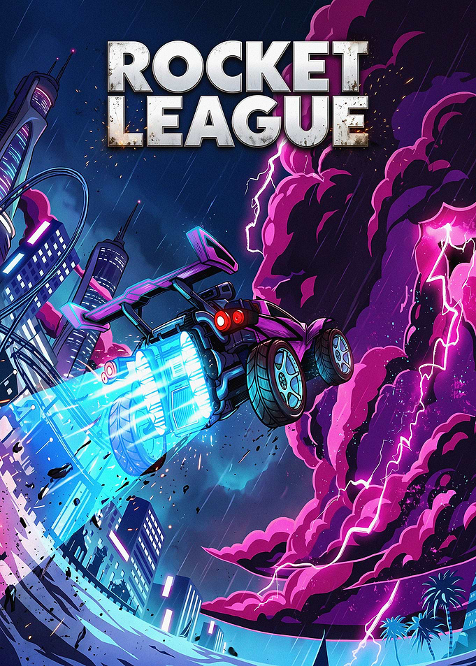 Rocket League Neon City Poster