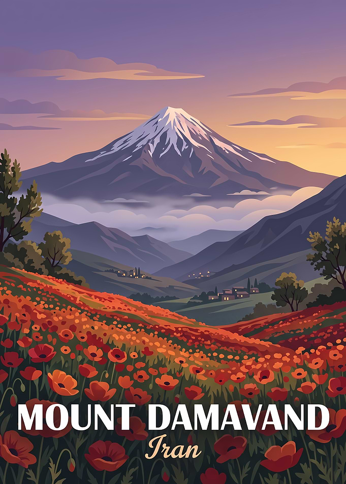 Mount Damavand Iran Travel Poster