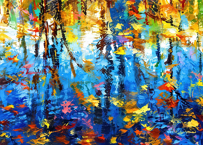 Impressionist Autumn Reflection Painting