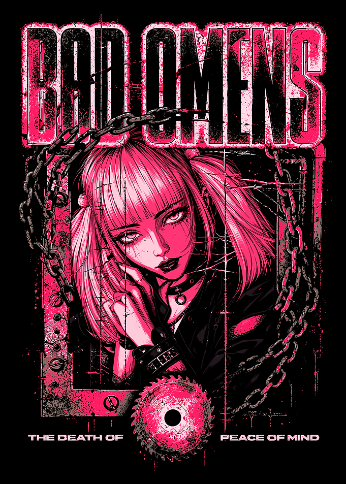 Bad Omens Pink Grunge Anime Portrait