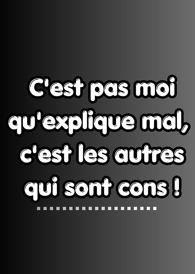 C'est pas moi qu'explique mal, c'est les autres qui sont cons !