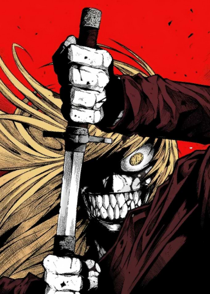 Fierce Anime Character Holding Sword