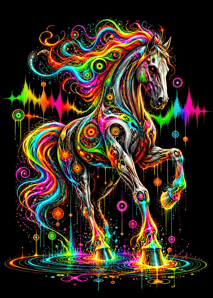 Neon Psychedelic Horse Art