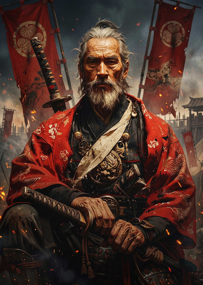 Elder Samurai Warrior Battle Art