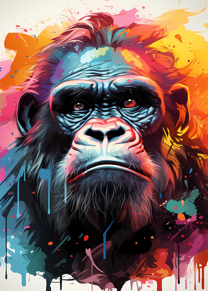 Colorful Abstract Gorilla Portrait