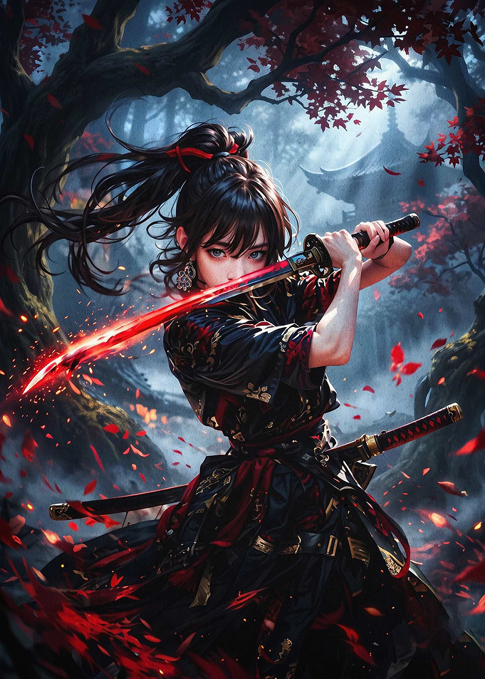 Samurai Girl Sword Fantasy Art Post