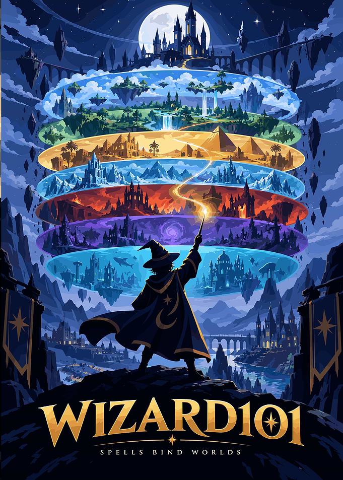 Wizard101 Spells Bind Worlds Poster