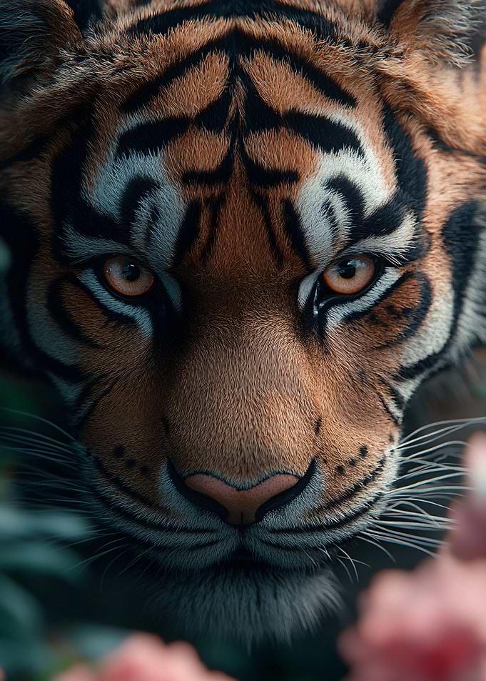 Intense Close-up Portrait of a Tiger