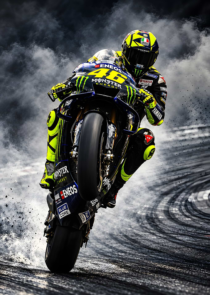 Valentino Rossi Performing a Wheelie