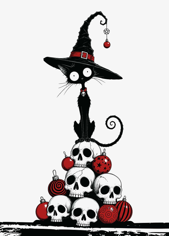 gothic christmas cat