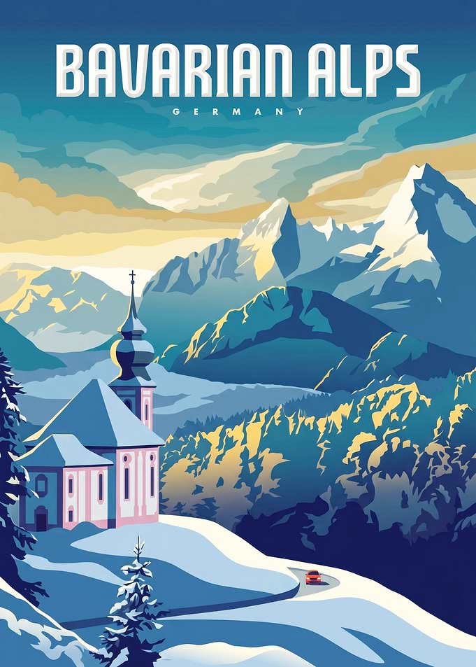 Bavarian Alps Travel Poster