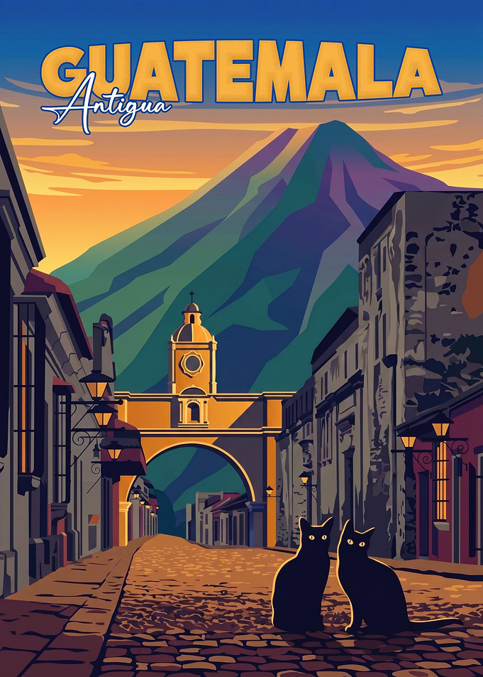 Antigua Guatemala Travel Poster