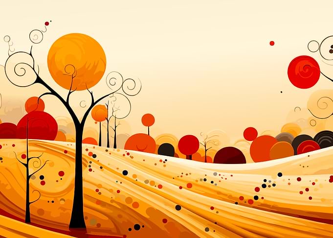 Abstract Autumn Landscape with Swirling Trees
