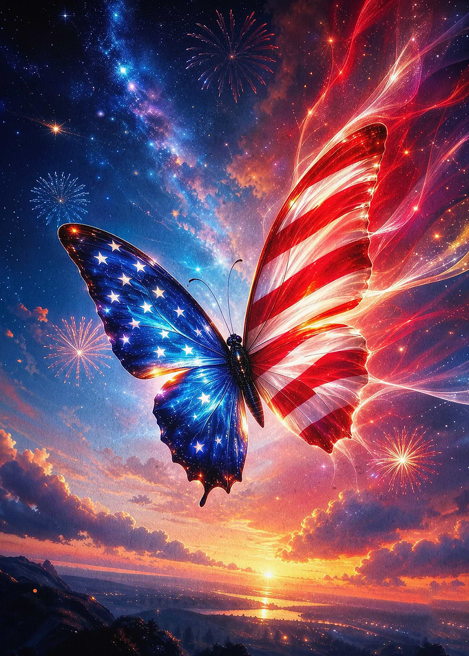 Patriotic Butterfly US Flag Space A