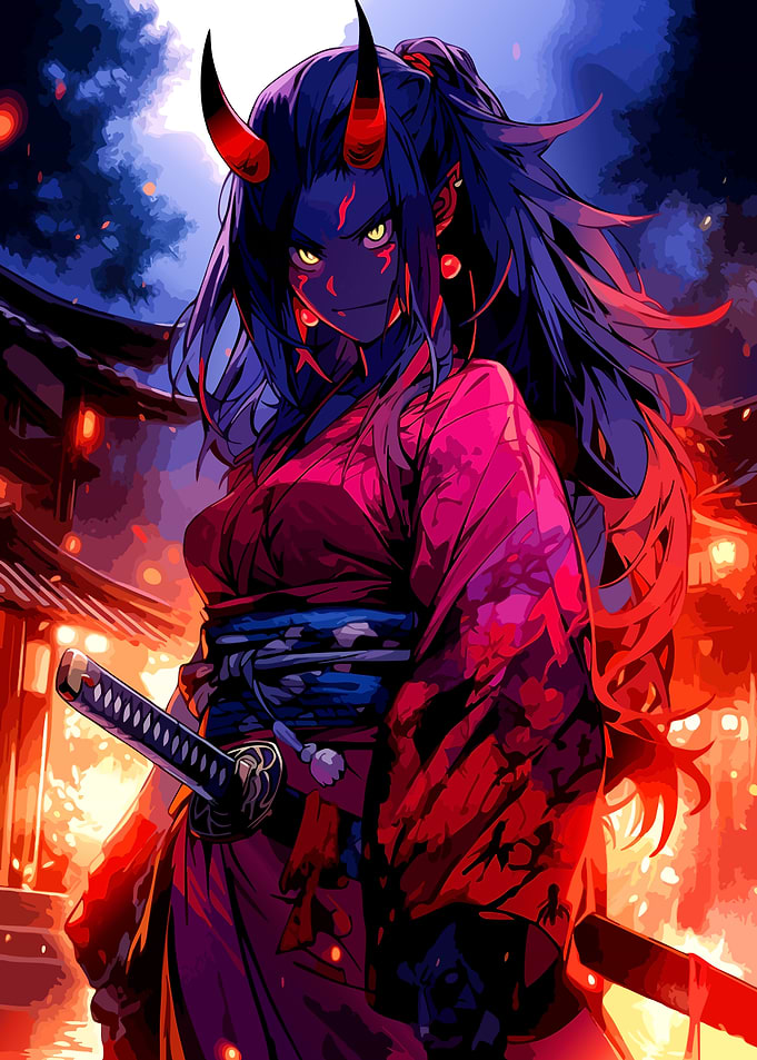 Oni Demon Girl with Katana