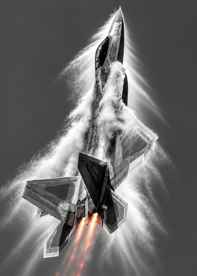 F-22 Raptor Performing High-G Maneuver