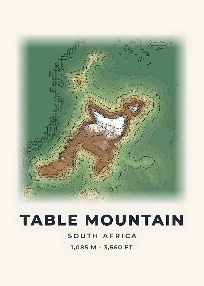 Table Mountain Topographic Map Color Relief Poster