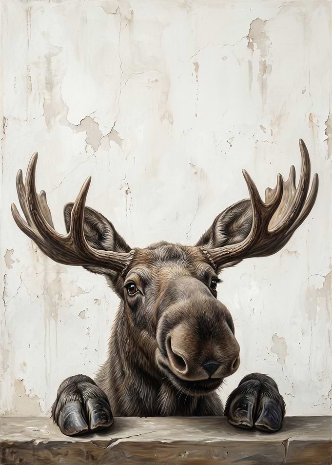 Curious Moose Peeking Over Ledge
