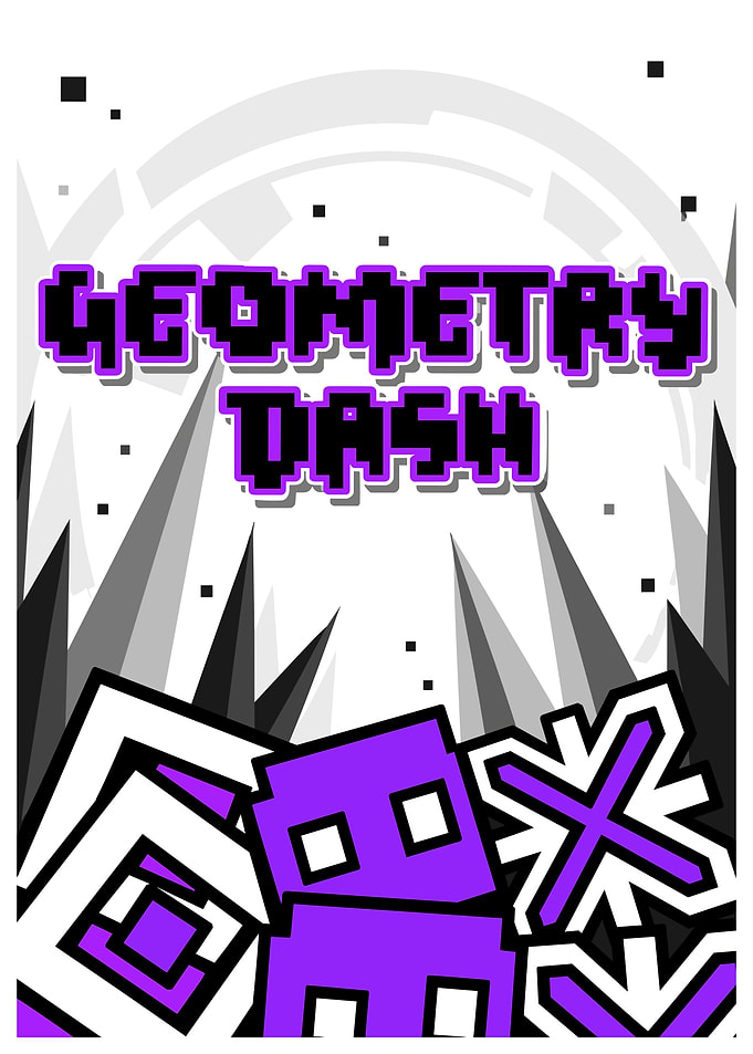 Geometry Dash Purple and White Poster
