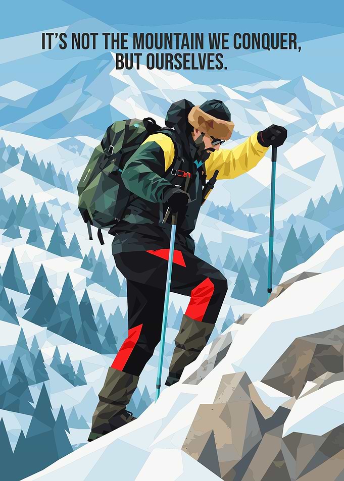 Conquering the Mountain Inspirational Poster