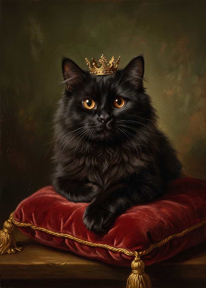 Regal Black Cat Portrait