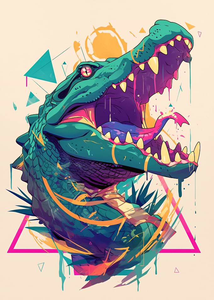 Abstract Geometric Crocodile Illustration
