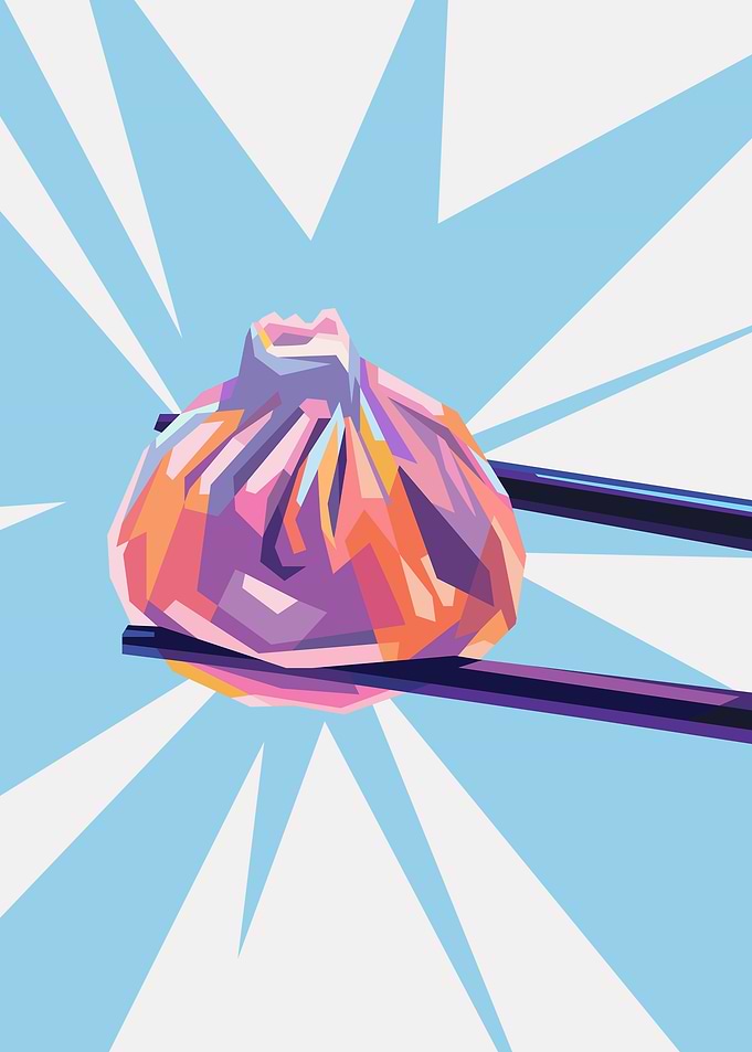 Pop Art Dumpling with Chopsticks
