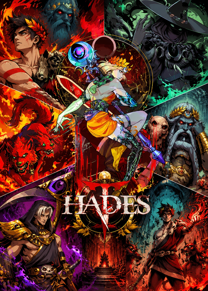 Hades Game Character Collage Poster