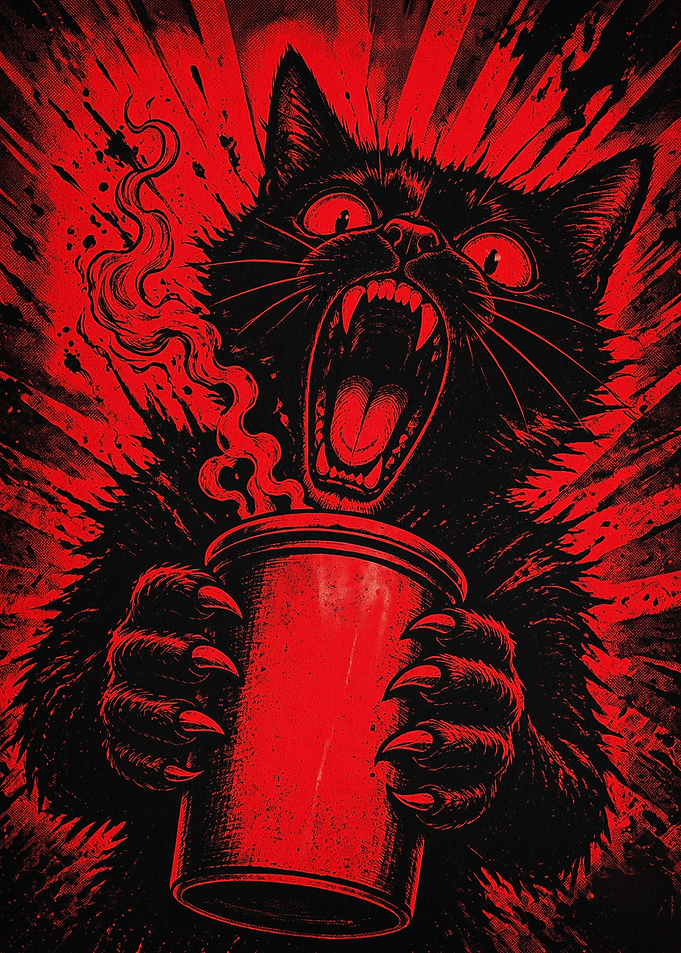 Black Cat Coffee Gothic Art