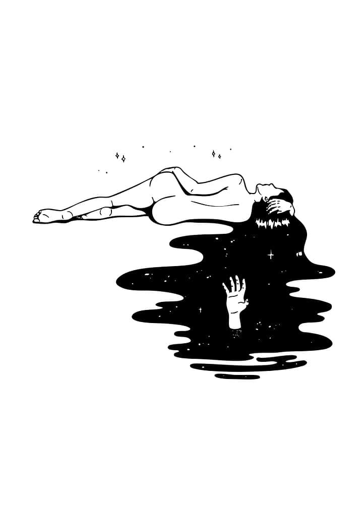 Celestial Woman Floating in Space