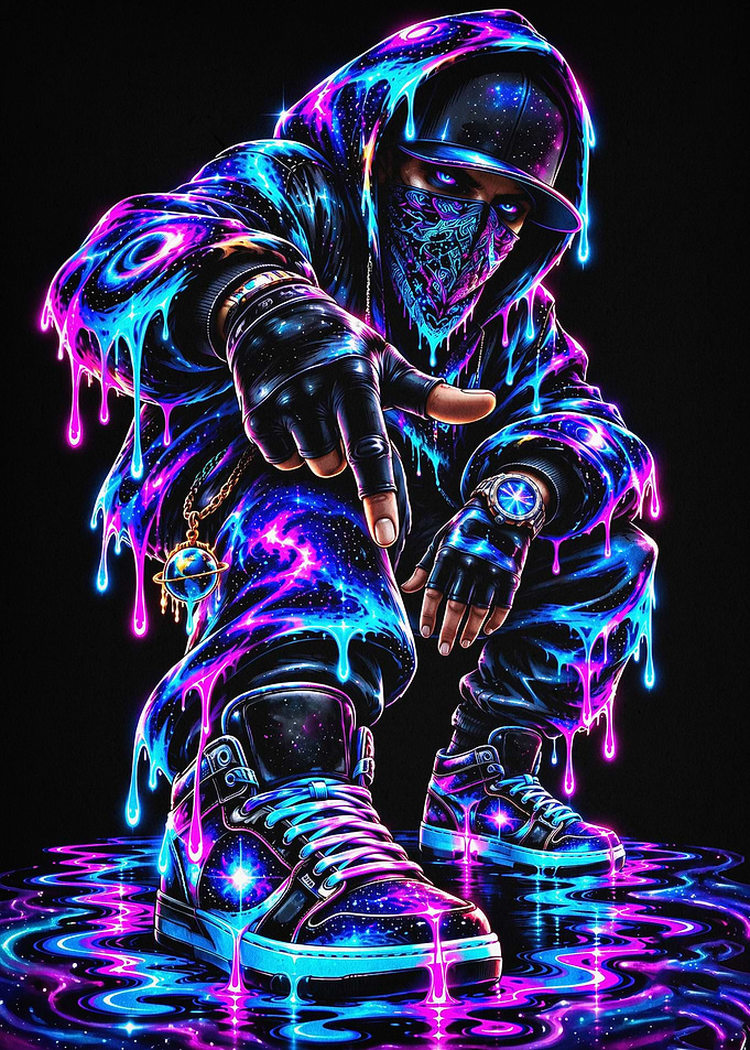 Cosmic Rapper Neon Space Art