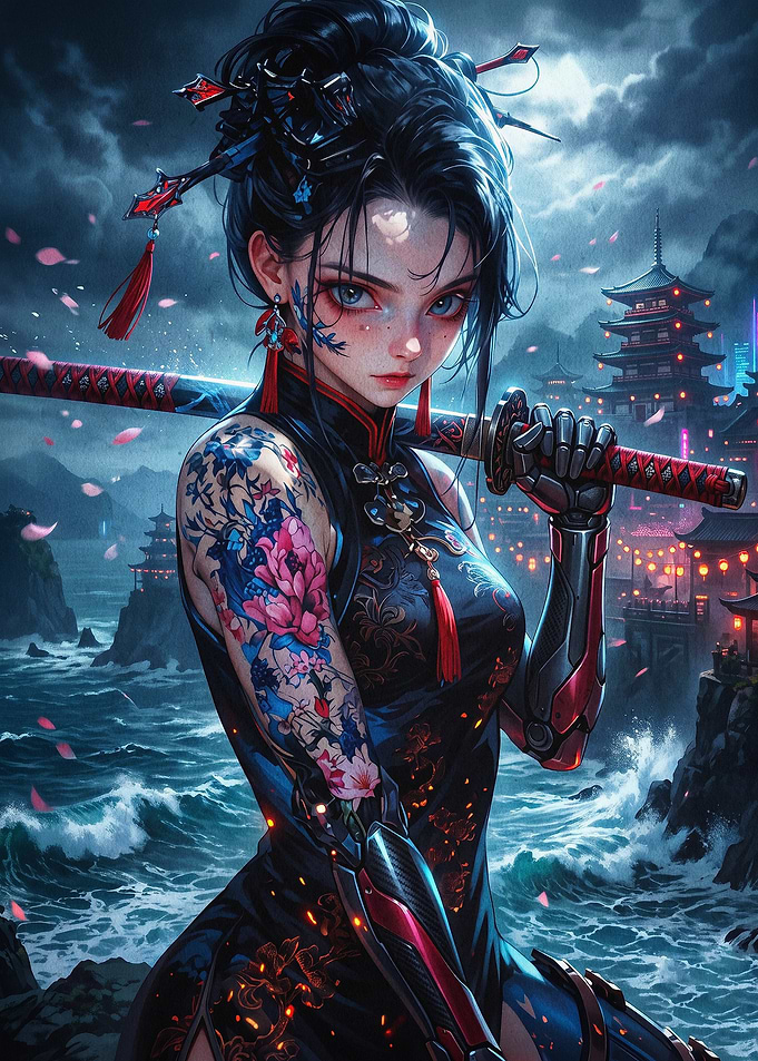 Cyber Samurai Anime Art