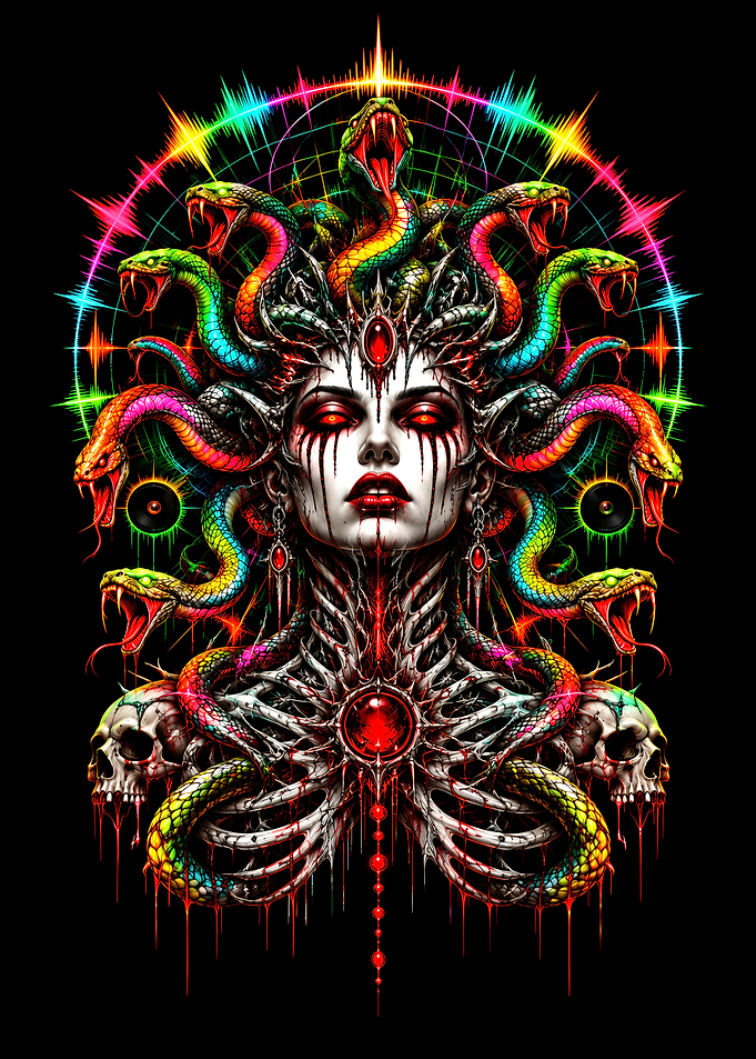 Neon Medusa Gorgon Fantasy Art