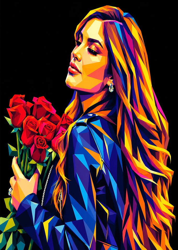 WPAP Style Portrait with Roses