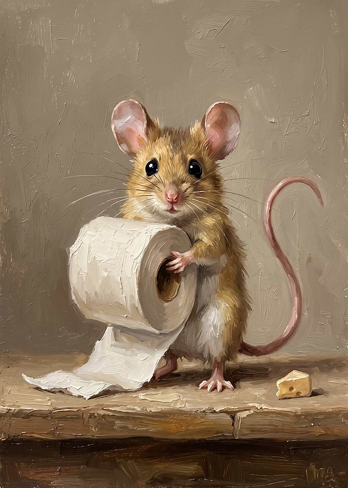 Cute Mouse Holding Toilet Paper