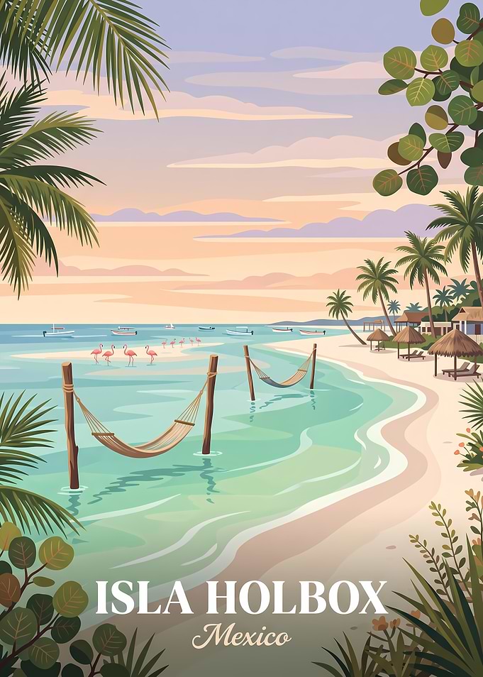 Isla Holbox Mexico Travel Poster