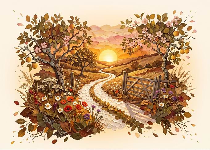 Autumn Countryside Landscape Illustration