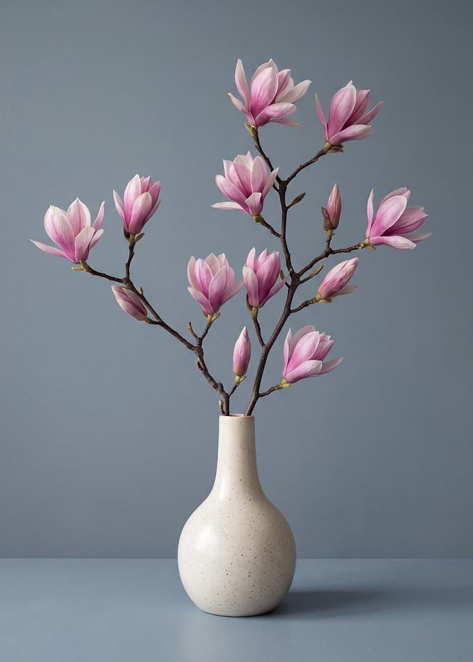 Magnolia Flowers in Ceramic Vase