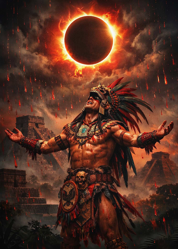 Aztec Warrior Eclipse Dark Fantasy