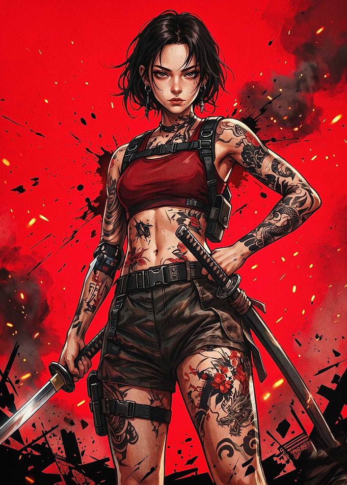Katana Samurai Warrior Anime Poster