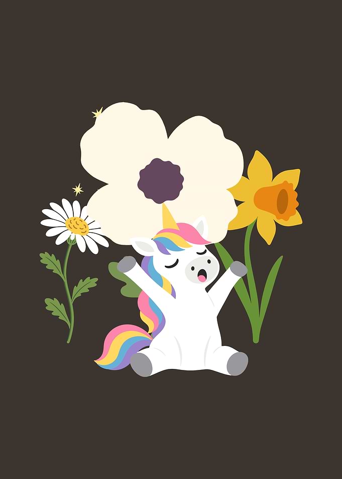 Unicorn Flowers Kids Fantasy
